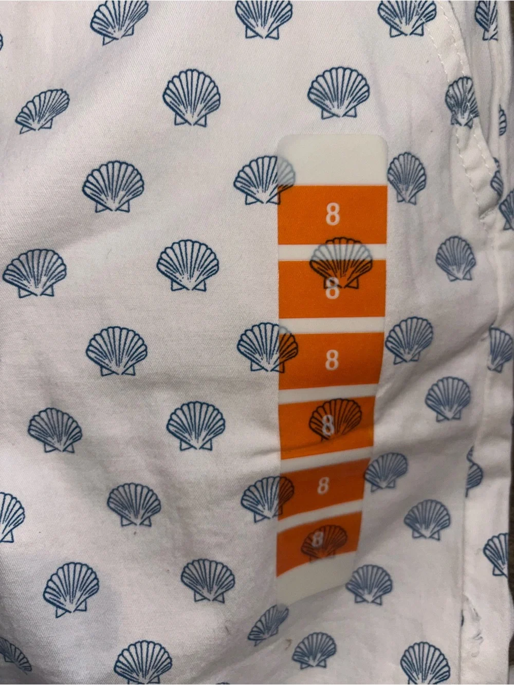 NWT Caribbean Joe White Cotton Shorts with Blue Shell Print 5”inseam